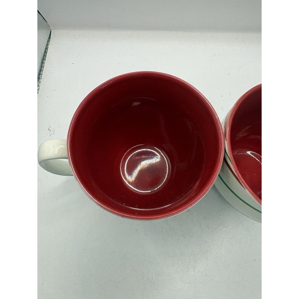 Starbucks Coffee Mug 2 Cups 5 1/3" Red White Green Striped Candy Cane Holiday - Picture 6 of 8